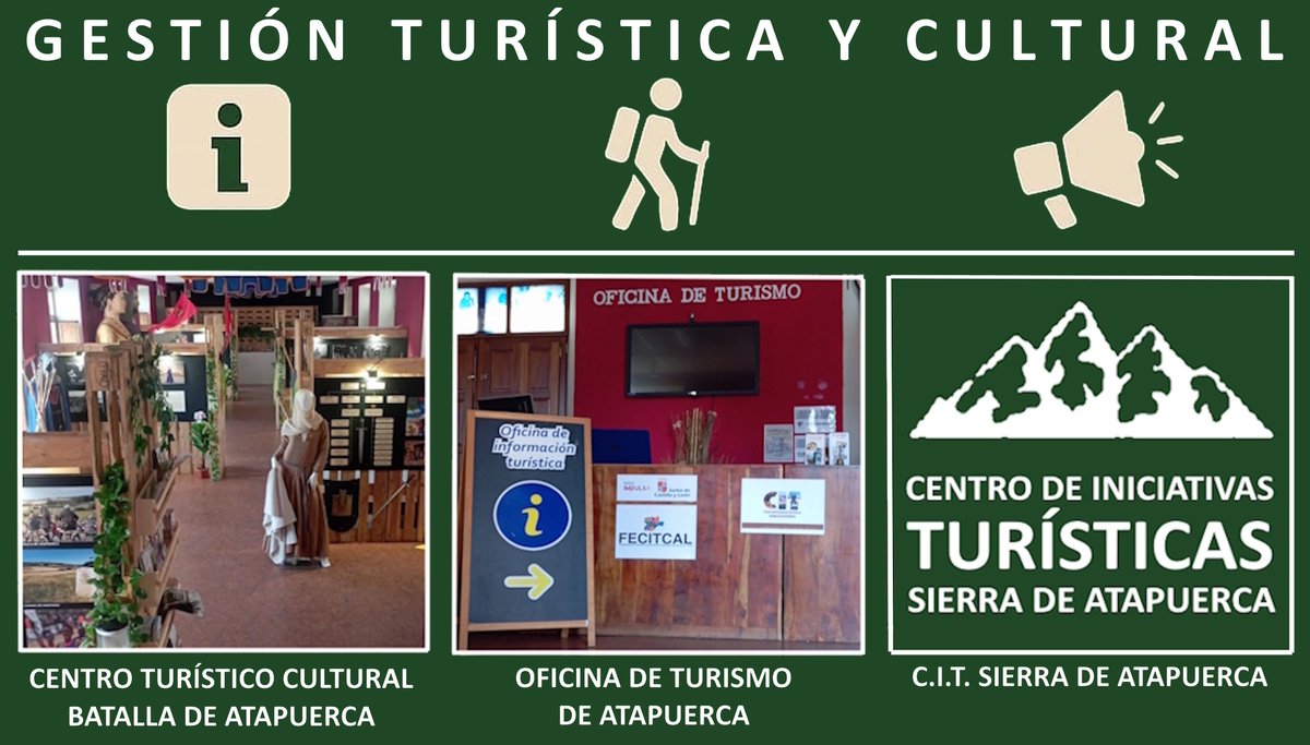 C.I.T. Sierra de Atapuerca - Oficina de Turismo (@citatapuerca) on Twitter photo El Centro de #Iniciativas #Turísticas Sierra de Atapuerca (<a href="/citatapuerca/">C.I.T. Sierra de Atapuerca</a>) realiza una apuesta por la #gestión #social #sostenible, para ello, cambia su imagen y ofrece nuevos servicios para entidades públicas y privadas, en favor el #medio #rural.
#Turismo #Cultura #Patrimonio El Centro de #Iniciativas #Turísticas Sierra de Atapuerca (<a href="/citatapuerca/">C.I.T. Sierra de Atapuerca</a>) realiza una apuesta por la #gestión #social #sostenible, para ello, cambia su imagen y ofrece nuevos servicios para entidades públicas y privadas, en favor el #medio #rural.
#Turismo #Cultura #Patrimonio