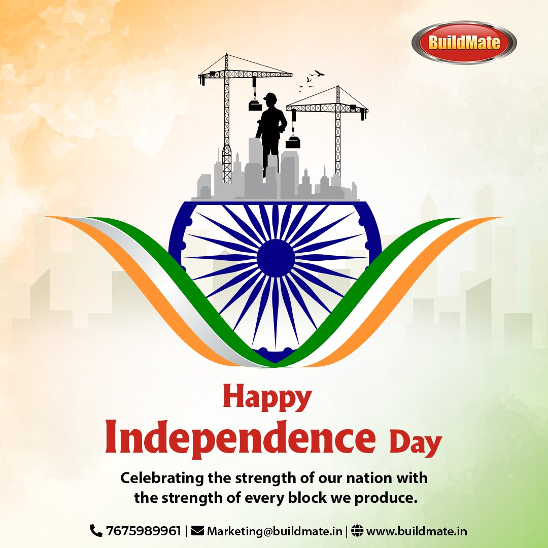 buildmate_india's tweet photo. Happy Independence Day!

At BuildMate, we believe that just like every brick builds a strong structure, every citizen builds a strong India. 

#IndependenceDay2025 #HappyIndependenceDay #BuildMate https://t.co/INAlVshSwq