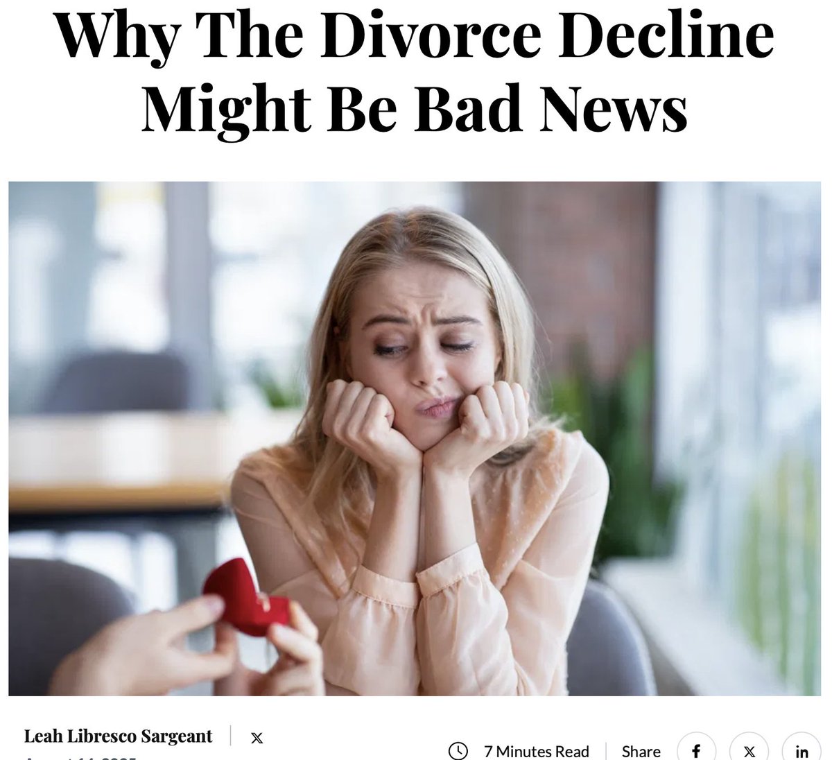 Brad Wilcox (@bradwilcoxifs) on Twitter photo "The story of declining divorce isn’t primarily a story of stronger marriages, but of a failure to make matches in the first place." <a href="/LeahLibresco/">Leah Libresco Sargeant</a> <a href="/FamStudies/">The Institute for Family Studies</a> "The story of declining divorce isn’t primarily a story of stronger marriages, but of a failure to make matches in the first place." <a href="/LeahLibresco/">Leah Libresco Sargeant</a> <a href="/FamStudies/">The Institute for Family Studies</a>