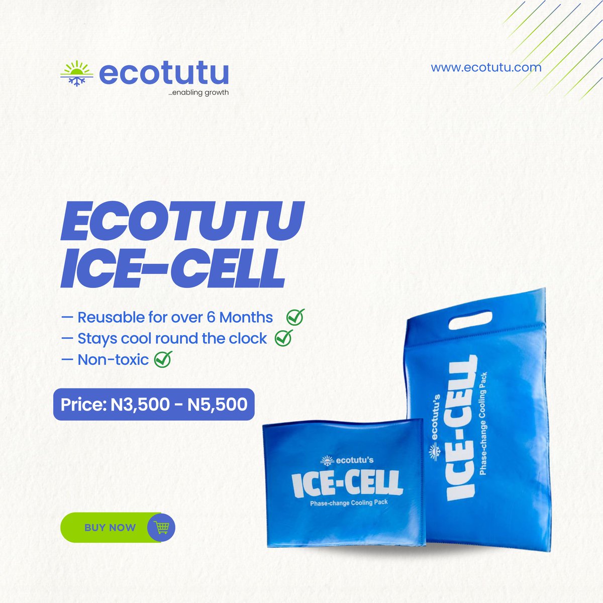 ecotutu's tweet image. Still using ice blocks that melt in 2 hours? 😩
Switch to Ecotutu Ice-Cell! it lasts up to 48 hours, keeps your items cool, and gives you peace of mind.
Swipe to see how to get the best out of it! 💙❄️

#EcotutuIceCell #ColdStoragenigeria #enablinggrowth #foodsecurity