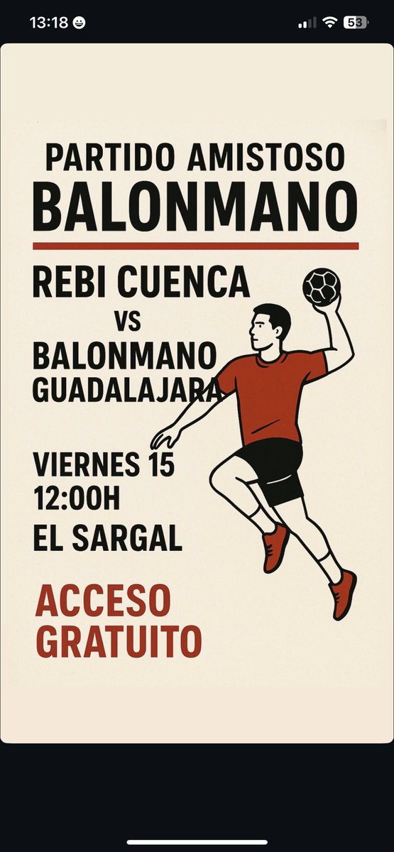 PinangoPabloC's tweet photo. El @BMCdadEncantada se estrena en el Sargal frente al @bmguadalajara⚔️

Mañana a las 12:00 en el Sargal 
¡Vamos Cuenca! 🤾🔥 #CuencaCopon https://t.co/rV9P0nDWmV