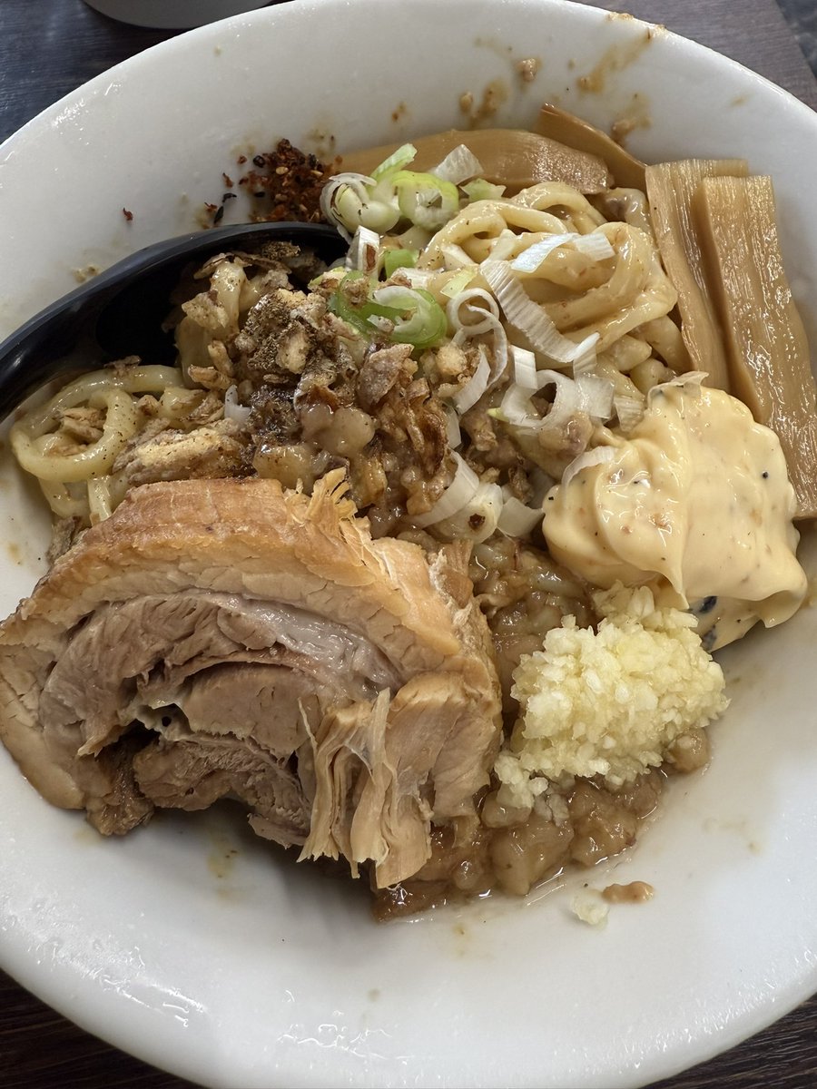 ラーメン一心　8/13
限定　【冷やし豆乳担々まぜそば】

誕生日の👨🏼とおめでとう一心でした🍜笑