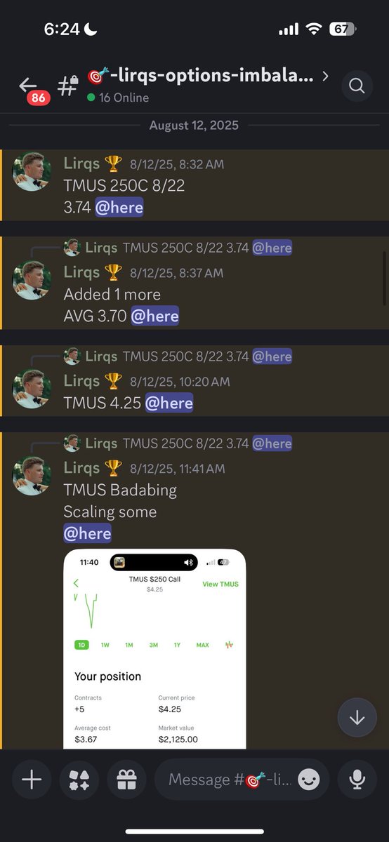 $TMUS 
Handed out in the discord with precision 
3.70 to 6.00 💥🥂