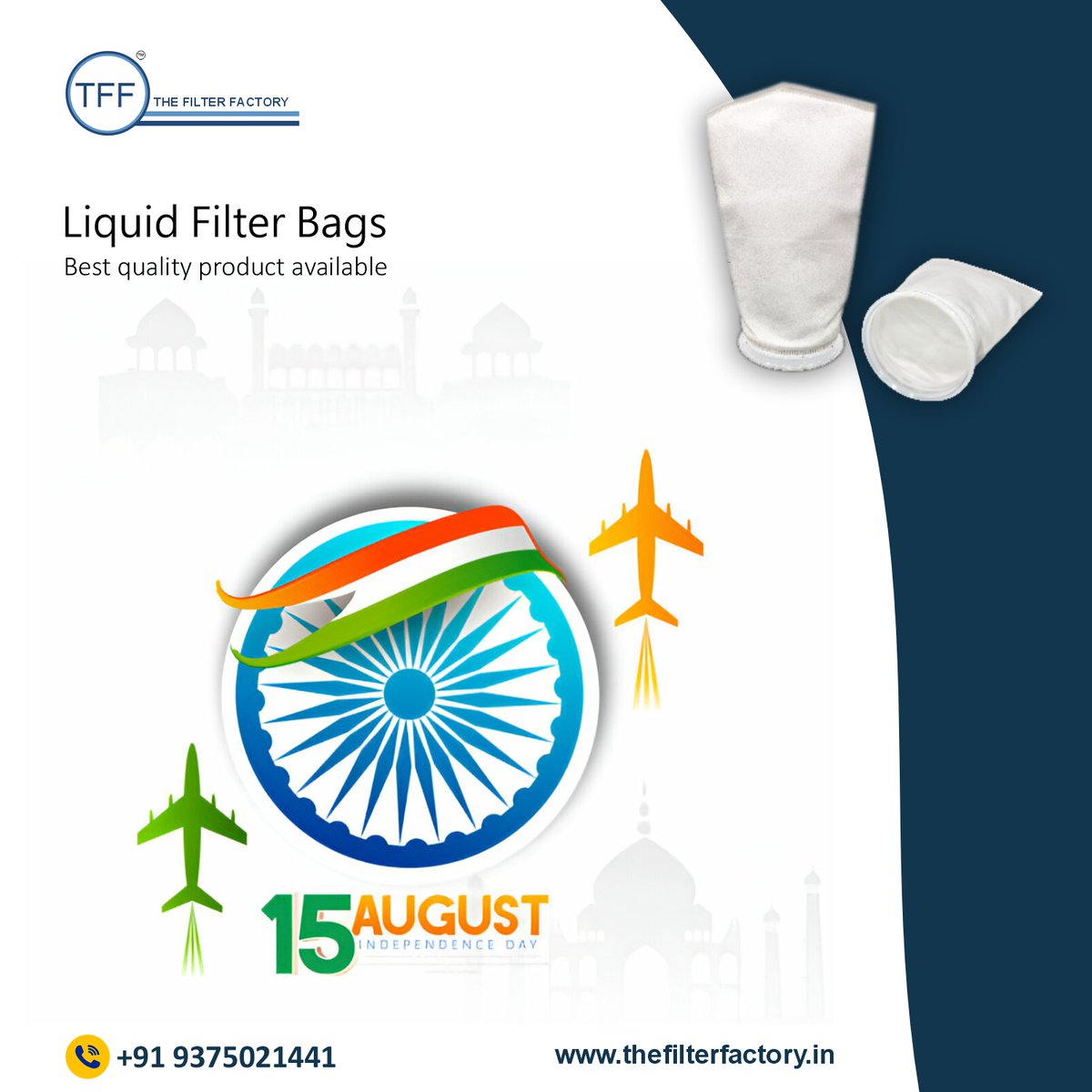 FilterFactoryIN's tweet image. 🇮🇳 Celebrating the spirit of freedom &amp;amp; quality this #IndependenceDay!

At The Filter Factory, we deliver the finest Liquid Filter Bags – built for performance &amp;amp; purity. 💧
📞 +91 9375021441
🌐 thefilterfactory.in

#15August #TheFilterFactory #MakeInIndia #FiltrationSolutions