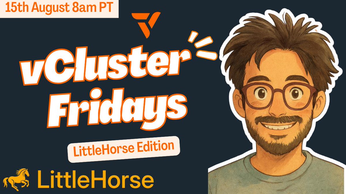vCluster (@vcluster) on Twitter photo This week on #vClusterFriday:
We’re exploring LittleHorse with @ColtMcNealy & <a href="/SaiyamPathak/">Saiyam Pathak</a>.
Learn how LittleHorse & vCluster simplify workflows across microservices, integrations & AI agents.
📅 Join us live: linkedin.com/events/vcluste…
#Kubernetes #Workflows #DevOps #CloudNative This week on #vClusterFriday:
We’re exploring LittleHorse with @ColtMcNealy & <a href="/SaiyamPathak/">Saiyam Pathak</a>.
Learn how LittleHorse & vCluster simplify workflows across microservices, integrations & AI agents.
📅 Join us live: linkedin.com/events/vcluste…
#Kubernetes #Workflows #DevOps #CloudNative