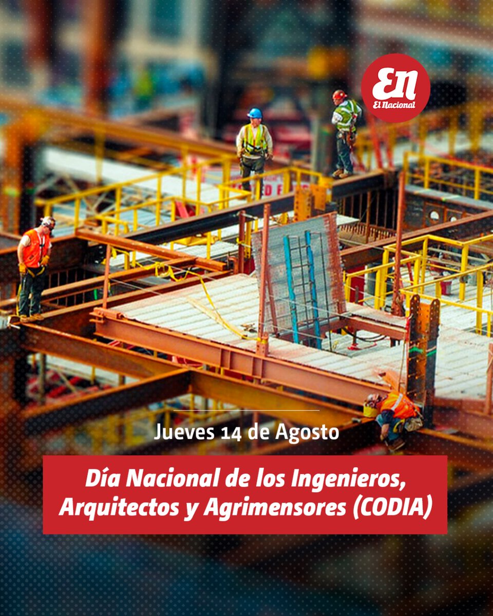 ElNacionalRD's tweet photo. #EfeméridesEN |  𝗗í𝗮 𝗜𝗻𝘁𝗲𝗿𝗻𝗮𝗰𝗶𝗼𝗻𝗮𝗹 𝗱𝗲𝗹 𝗜𝗻𝗴𝗲𝗻𝗶𝗲𝗿𝗼, 𝗔𝗿𝗾𝘂𝗶𝘁𝗲𝗰𝘁𝗼 𝘆 𝗔𝗴𝗿𝗶𝗺𝗲𝗻𝘀𝗼𝗿⁣
⁣Hoy 14 de agosto celebramos a quienes planifican, diseñan, miden y hacen posible que el mundo funcione, crezca y se transforme. 🙌⁣
⁣
#ElNacionalRD⁣ https://t.co/uqhjozo1UG