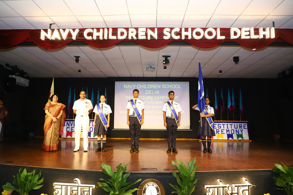Senior Wing Investiture Ceremony @#NCSDELHI was held on 14 Aug 25. 36 student leaders were  inducted by VAdm CR Praveen Nair, AVSM NM, Controller Personnel Service &amp; Chairperson SMC NCSDelhi. During his address, he urged the council to lead with vision, integrity &amp; purpose.