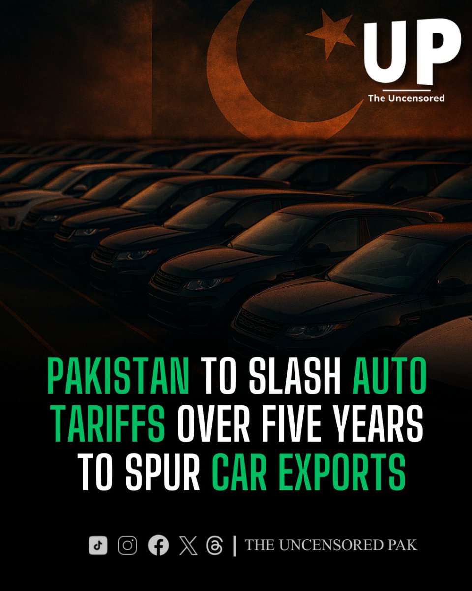 uncensoredpak1's tweet image. Pakistan will gradually reduce tariffs in the auto sector over the next five years, aiming to expand exports beyond tractors and motorcycles to include cars. Commerce Minister Jam Kamal Khan revealed that a dedicated committee.
#AutoExports #TradeReform #PakistanEconomy