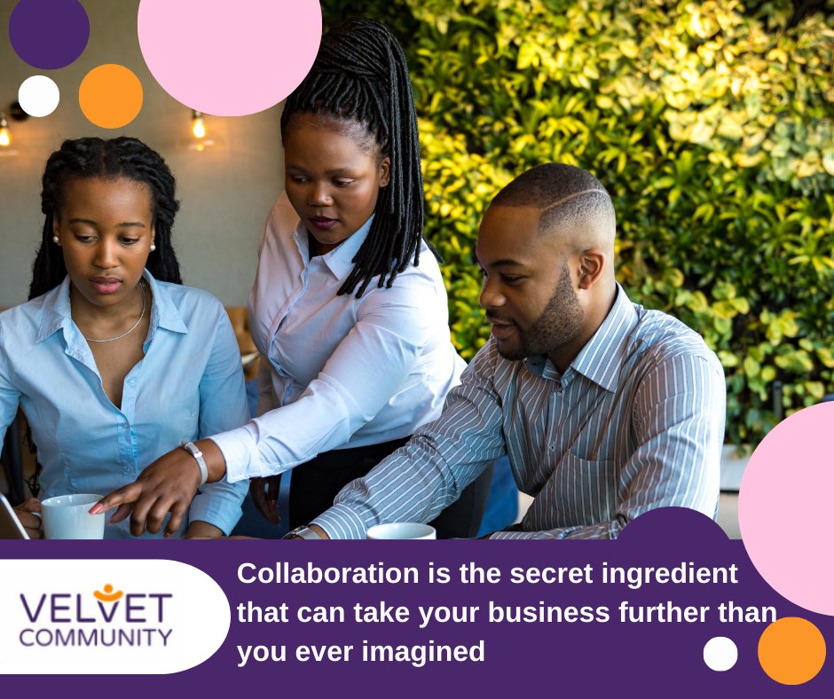 Collaboration is the secret ingredient that can take your business further.

Here are 3 tips to make your collaboration a success:
⭐ Be clear on goals and outcomes from the start.
⭐ Partner with purpose
⭐ Keep communication flowing

#VelvetCollab #VelvetCommunity