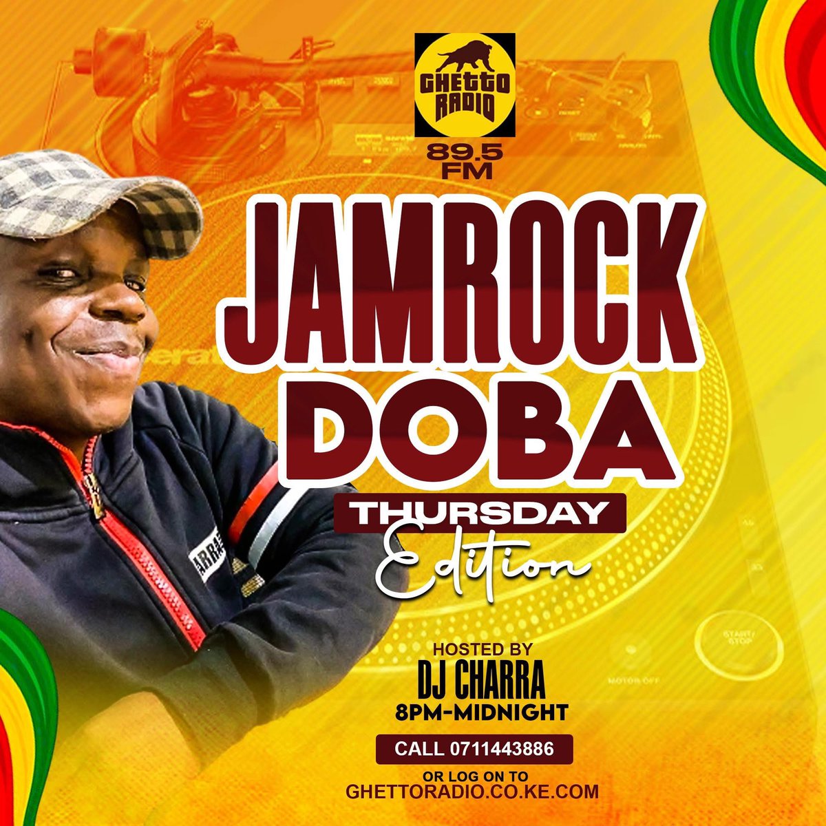 CharraDeejay's tweet photo. Are u ready for some cool reggae vibez ? Tune NOW ! to @GhettoRadio895 and listen to #JAHMROCKDOBA with @CharraDeejay 
@jojomackenzie2 
@Aliluyo4 
@AngelMariam14 
@MaggyNduvi 
@LindaOmolo https://t.co/Fq78ApBkEJ