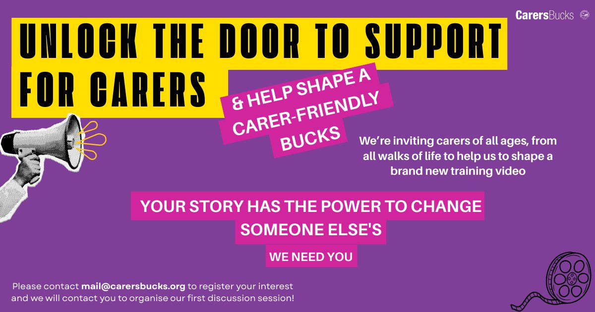 Many people care for a loved one without realising they’re carers, and miss out on support.

We’re making a short video to change that, and we need YOUR help.

Share your story to help others feel seen and supported.

📩 Message us to get involved.

#BucksCarers #CarerSupport