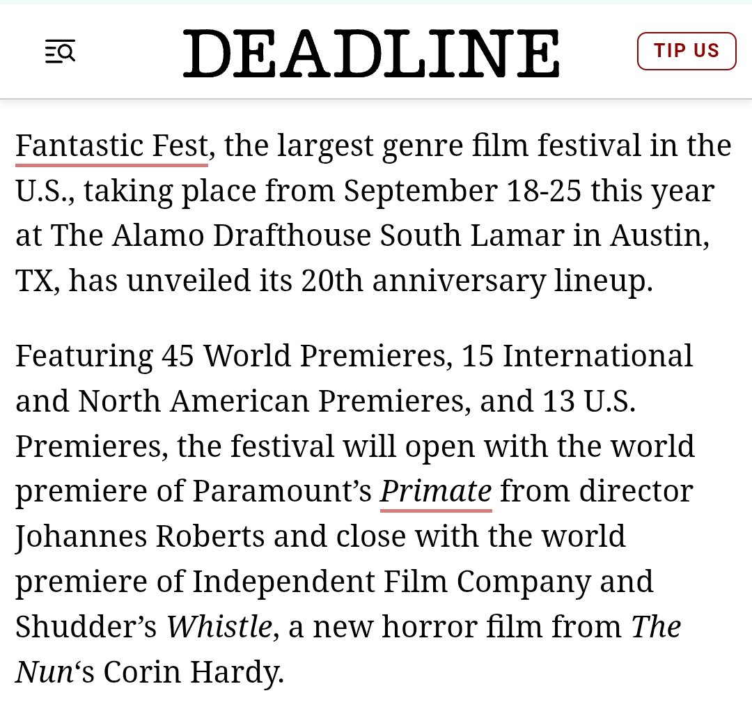 percy_updates's tweet photo. The world premiere of horror "Whistle" starring Percy Hynes White will be the closing night at Fantastic Fest, September 25th 😱❤‍🔥
Photo of #PercyHynesWhite from this movie is our honest reaction to the news, we are so excited! https://t.co/CZ8bUB0J0E