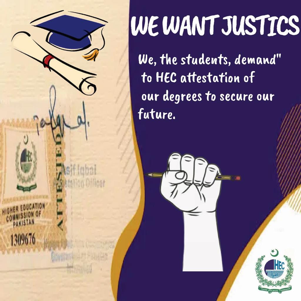 This matter cannot wait for tomorrow!
It must be solved today!
#AttestOurDegreesHEC #JusticeFor54KStudents
<a href="/AAliZardari/">AsifAliZardari</a>
<a href="/NawazSharifMNS/">Nawaz Sharif</a>
<a href="/CMShehbaz/">Shehbaz Sharif</a>
<a href="/MaryamNSharif/">Maryam Nawaz Sharif</a>
<a href="/KhawajaMAsif/">Khawaja M. Asif</a>
<a href="/betterpakistan/">Ahsan Iqbal</a>
<a href="/ranamashhood/">Rana Mashhood Ahmad khan</a>
<a href="/Conv_KMS/">Dr. Khalid Maqbool Siddiqui</a>
<a href="/bushraanjumbutt/">Senator Bushra Anjum Butt</a>
<a href="/FalakNazChitral/">Senator Falak Naz Chitrali</a>
<a href="/afnanullahkh/">Senator Dr. Afnan Ullah Khan</a>
<a href="/FawziaArshadPTI/">Senator Fawzia Arshad</a>