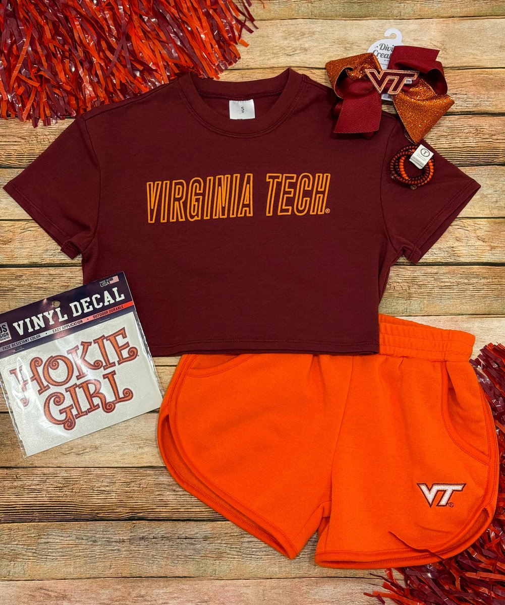 The cutest outfit for the Hokie Girl 🧡 Shop kids &amp; youth gear today!
alumnihall.com/virginia-tech-…