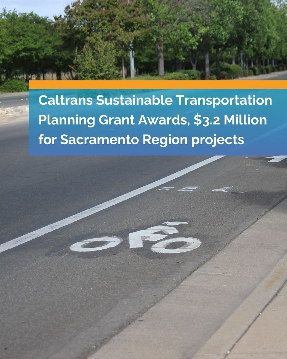 Caltrans announced awards for the 2025–26 Sustainable Transportation Planning Grant Awards in early July. A total of seven Sacramento region projects were awarded $3.2 million in transportation investment. 

Learn more: buff.ly/6qnGC8V