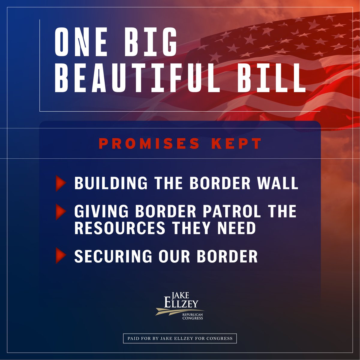 We said we would secure the border. 

We said we would support our border patrol.

We said we would put America first. 

Promises Kept!