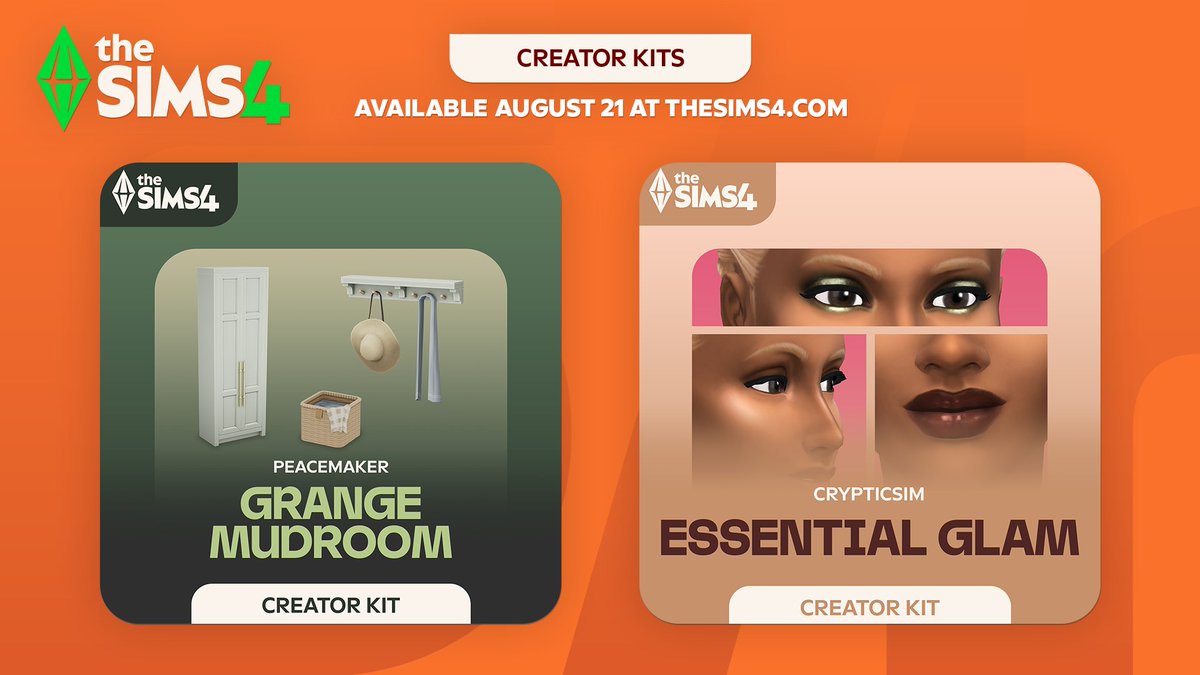 The Sims (@thesims) on Twitter photo Two new Creator Kits are coming Aug 21! ✨
Explore a mix of polished makeup looks with <a href="/crypticsim_/">crypticsim</a> #EssentialGlamKit 💋 or redesign the entryway to your home in <a href="/Peacemaker_ic/">Peacemaker ic</a> #GrangeMudroomKit 🥾 #TheSims4CreatorKits Two new Creator Kits are coming Aug 21! ✨
Explore a mix of polished makeup looks with <a href="/crypticsim_/">crypticsim</a> #EssentialGlamKit 💋 or redesign the entryway to your home in <a href="/Peacemaker_ic/">Peacemaker ic</a> #GrangeMudroomKit 🥾 #TheSims4CreatorKits