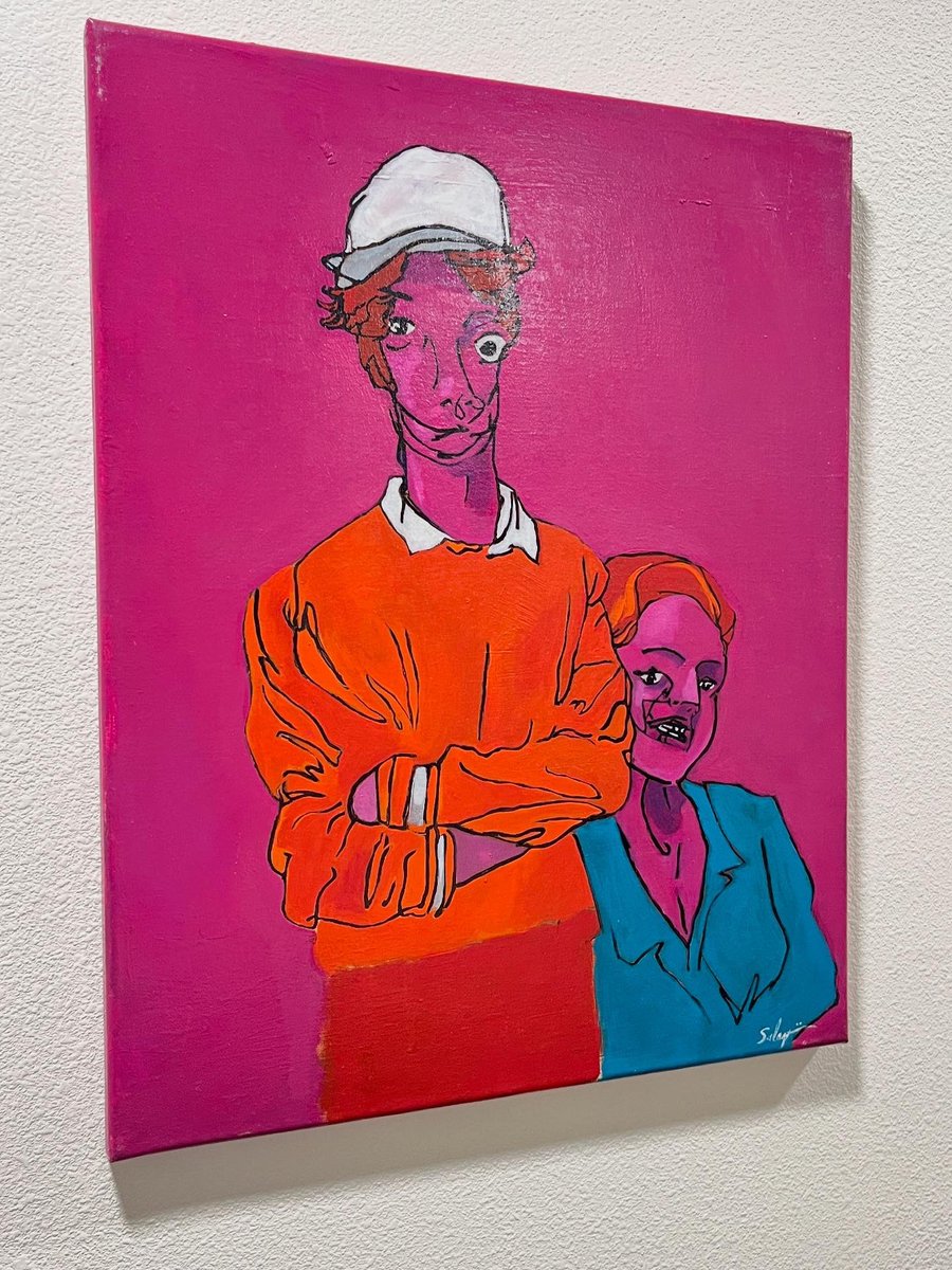 andysalazar's tweet photo. ODD MATCH 20x16 in oil on canvas. This vibrant painting was used as a promotional image for my solo show last year. #figurativeabstract #figurativedrawing #modernart #oilpainting #narrativeart #paintingforsale https://t.co/nKkgP0oQsr