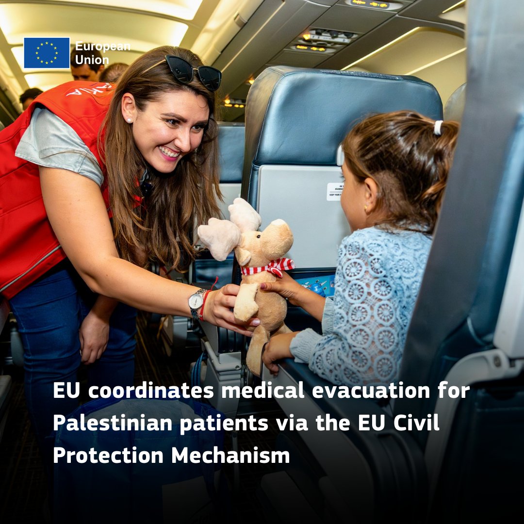 eu_echo's tweet photo. Via the #EUCivilProtection Mechanism and with @WHO, 38 patients from Gaza &amp; 99 of their relatives were medically evacuated last night to Belgium, Italy and Türkiye.

Thank you 🇮🇹 🇸🇰 🇹🇷 for providing transport.

📸Get a glimpse of EU lifesaving work as it unfolds on the ground. https://t.co/uyacG26QY7