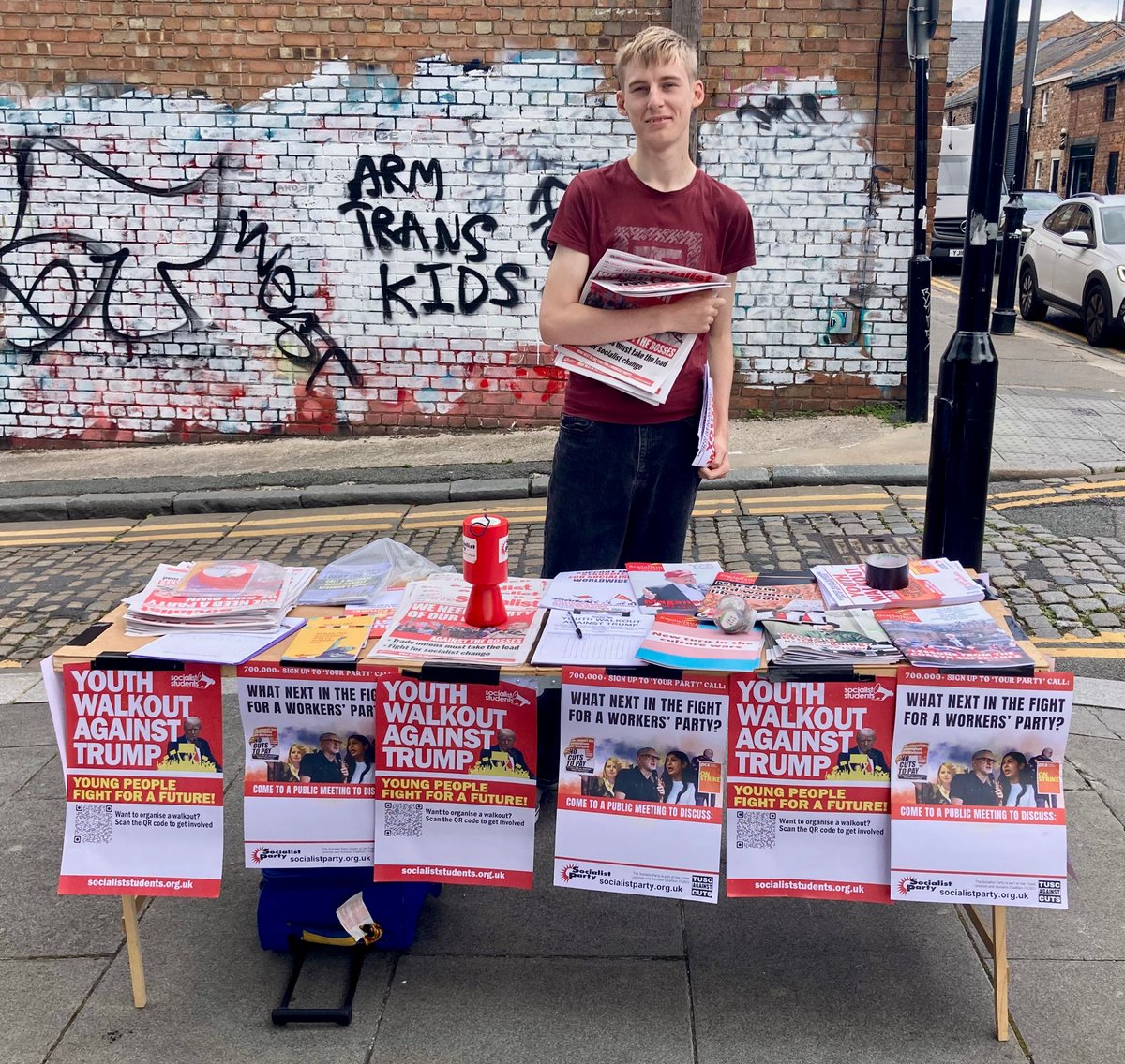 Solidarity with this fine young man standing up against the genocide in Gaza on the BBC this morning. If he or similarly minded people are out and about celebrating their results they should visit one of our stalls and get involved.