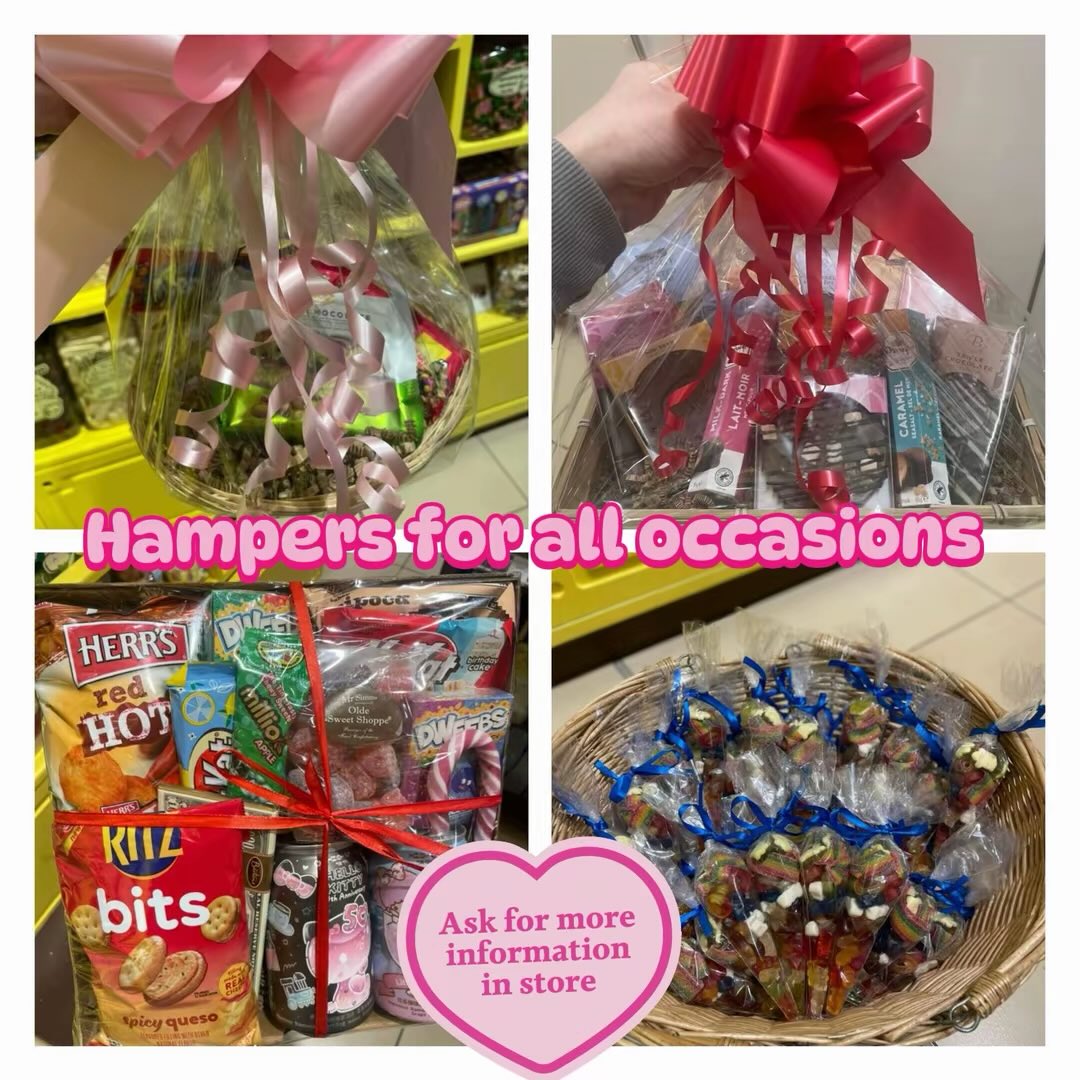 Whatever the occasion we’ve got you covered! Our hampers are made in store and completely customisable! Ask in store for more information we will be happy to help #mrsimmsmk #sweetshop #instorenow #giftideas #hampers #mrsimms #sweets #cmk #mrsimmsoldesweetshoppe #localbusiness