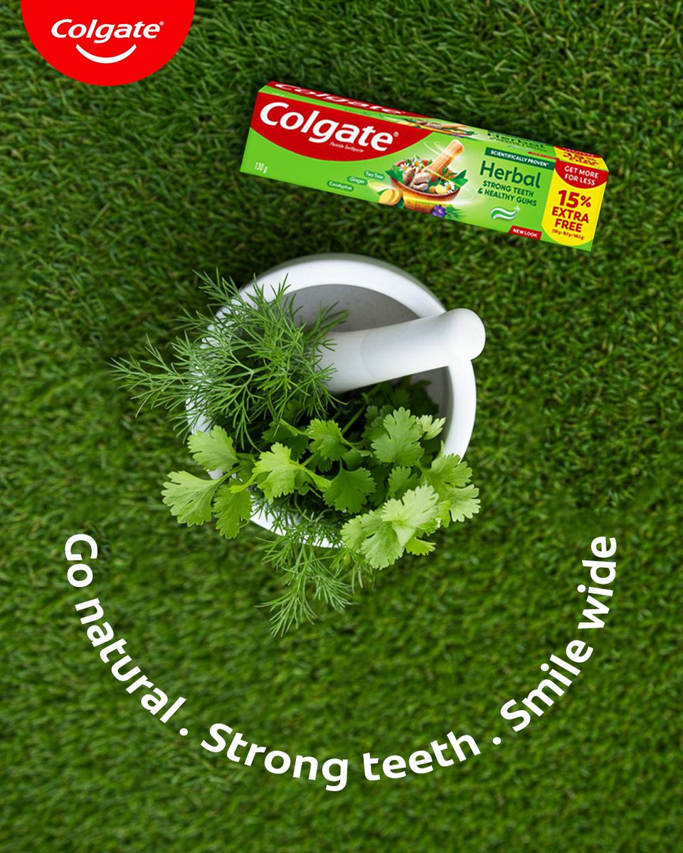 It's a new day, a fresh breath, and the same gentle smile. 

Colgate herbal packed with ginger, tea tree oil and eucalyptus keeps your smile clean, strong, and ready for the day.