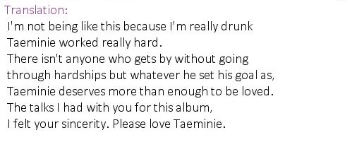 11 years ago jonghyun said this and it’s still true. taemin, you keep working so hard and giving your best. i admire your sincerity and your genuine heart. you are doing so well, and i’m so proud of you. you deserve all of the love in the world.