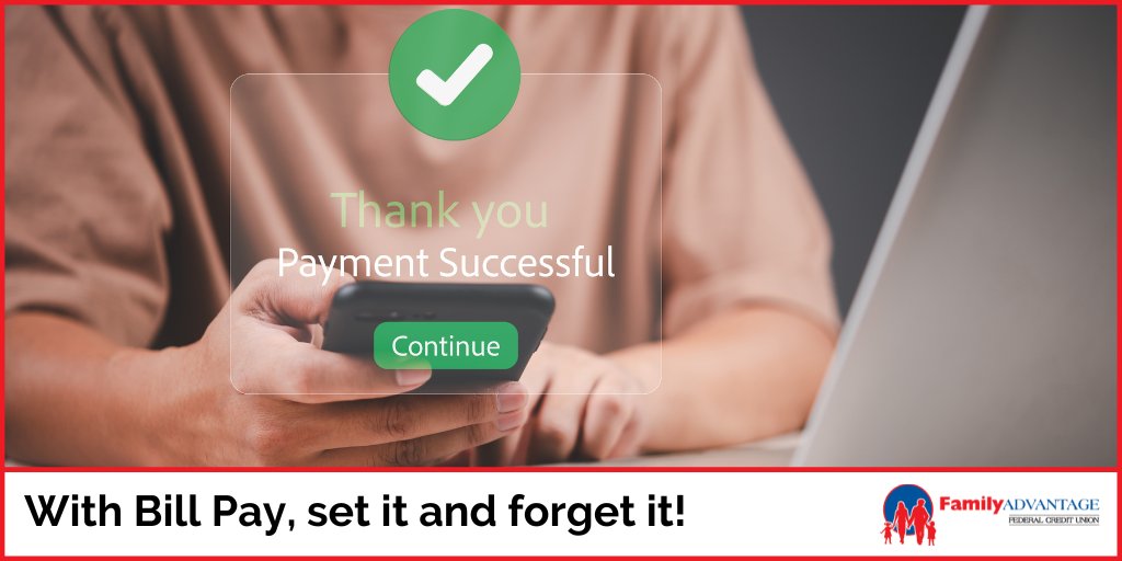 If you’ve ever remembered a due date while in line at the store or half-asleep on the couch, it’s time. ⏰

With Bill Pay, you can set it and forget it, focusing on what matters. Let it handle your bills and keep late fees off your plate.

Find out more: bit.ly/34U0rkW