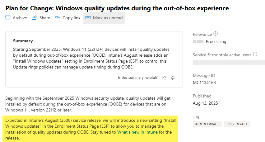rnabmitra's tweet image. #Windows Quality Updates during #OOBE is scheduled to release in #MSIntune 2508
admin.microsoft.com/Adminportal/Ho…