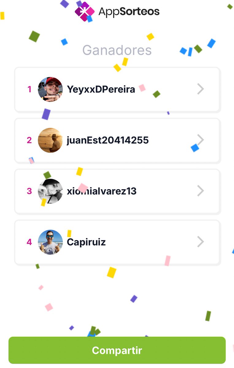 Samuel Duque (@_samuelduque) on Twitter photo ¡FELICIDADES A LOS 4 GANADORES!🔴🟡
<a href="/YeyxxDPereira/">Yeyxx ⭐🇨🇴</a>
<a href="/juanEst20414255/">juan_Ospina</a>
<a href="/xiomialvarez13/">X</a>
<a href="/Capiruiz/">Javier Ruiz</a>
Gracias a todos por participar, y en especial a <a href="/juanh0000/">Juan Hurtado</a> que se está poniendo la 🔟🔥
Los ganadores me escriben al Interno por favor.🙏🏻 ¡FELICIDADES A LOS 4 GANADORES!🔴🟡
<a href="/YeyxxDPereira/">Yeyxx ⭐🇨🇴</a>
<a href="/juanEst20414255/">juan_Ospina</a>
<a href="/xiomialvarez13/">X</a>
<a href="/Capiruiz/">Javier Ruiz</a>
Gracias a todos por participar, y en especial a <a href="/juanh0000/">Juan Hurtado</a> que se está poniendo la 🔟🔥
Los ganadores me escriben al Interno por favor.🙏🏻