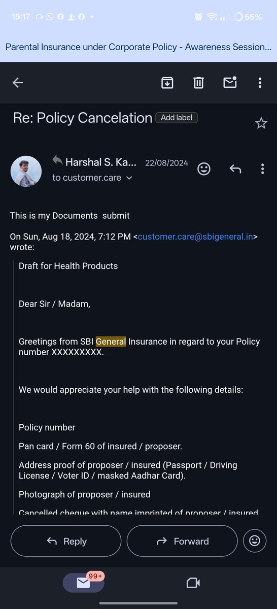 Harsh_Kandarkar's tweet photo. @TheOfficialSBI @naveendneel @sbigeneral 
For 3 years I’ve been requesting to stop my general insurance. Visited branch twice, called toll-free many times, case “registered” but policy still auto-renews. ₹3,900 deducted from my account. Please resolve. Proof/screenshots ready https://t.co/YsETKuVamP