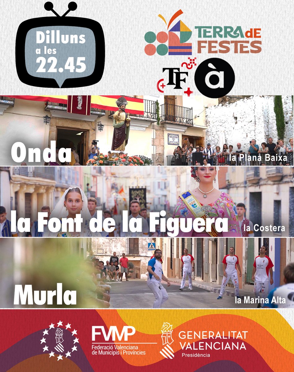terradefestes's tweet photo. 🎶 Romeria al Santíssim Salvador. #Onda 
💃 Danses i processó. #LaFontdelaFiguera 
🏐 Pilota Valenciana i festa. #Murla 
#TerraDeFestes https://t.co/B0lQ2NSpG0