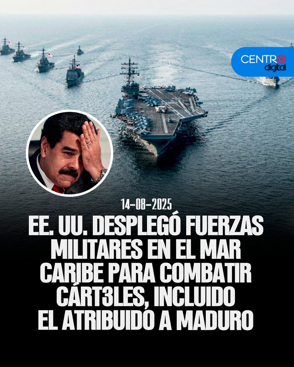 radiocentroec's tweet photo. En una medida sin precedentes, el gobierno de EE. UU. ha ordenado el despliegue de fuerzas navales y aéreas en el sur del mar Caribe, con el objetivo de confrontar cárte3les latinoamericanos, entre ellos el de "Los Soles", presuntamente liderado por Maduro.
Los Detalles ➡️ https://t.co/6dmZUPsVq0

📌 Síguenos en WhatsApp: https://t.co/Ct1vNXo0ap 
📌 Síguenos en telegram: https://t.co/sU5hKvJhms