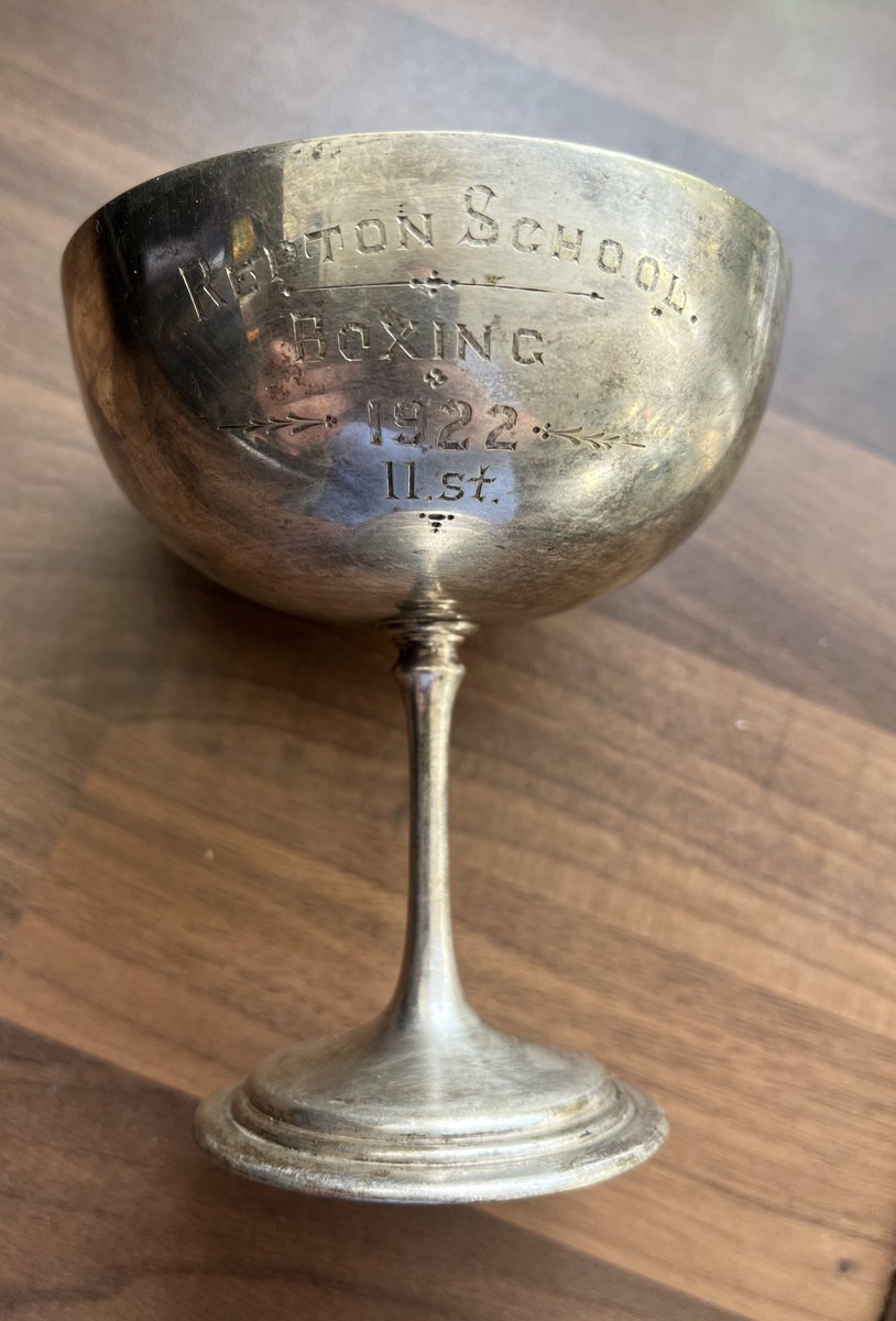 Put this into the collection today. 

            “Repton School. Boxing.
                            11st. 1922”

Would love to know a bit more about it and the lad that won it over 100 years ago. The wife’s face was a picture when I showed her, I quote “more boxing crap!” 😆😆