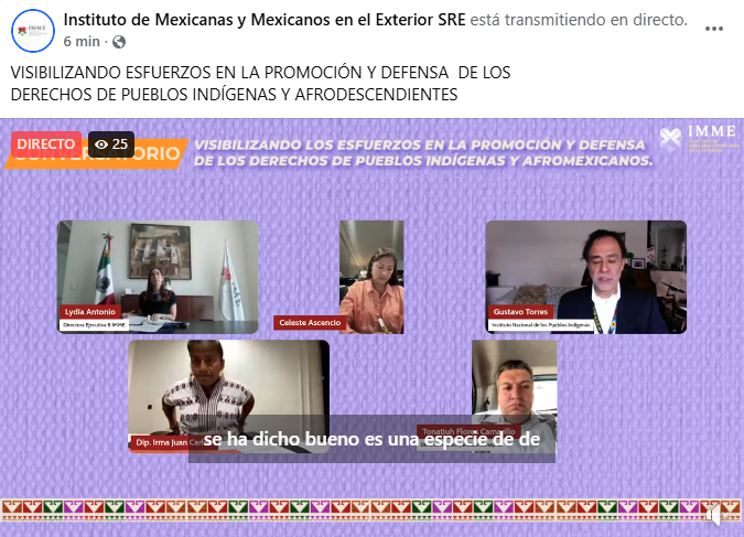 📢 Únete al valioso conversatorio organizado por el <a href="/IME_SRE/">IMME</a>, donde se visibilizan los esfuerzos en la promoción y defensa de los derechos de los pueblos indígenas y afromexicanos.
🔴 En vivo aquí 👇facebook.com/share/p/14JMvC…