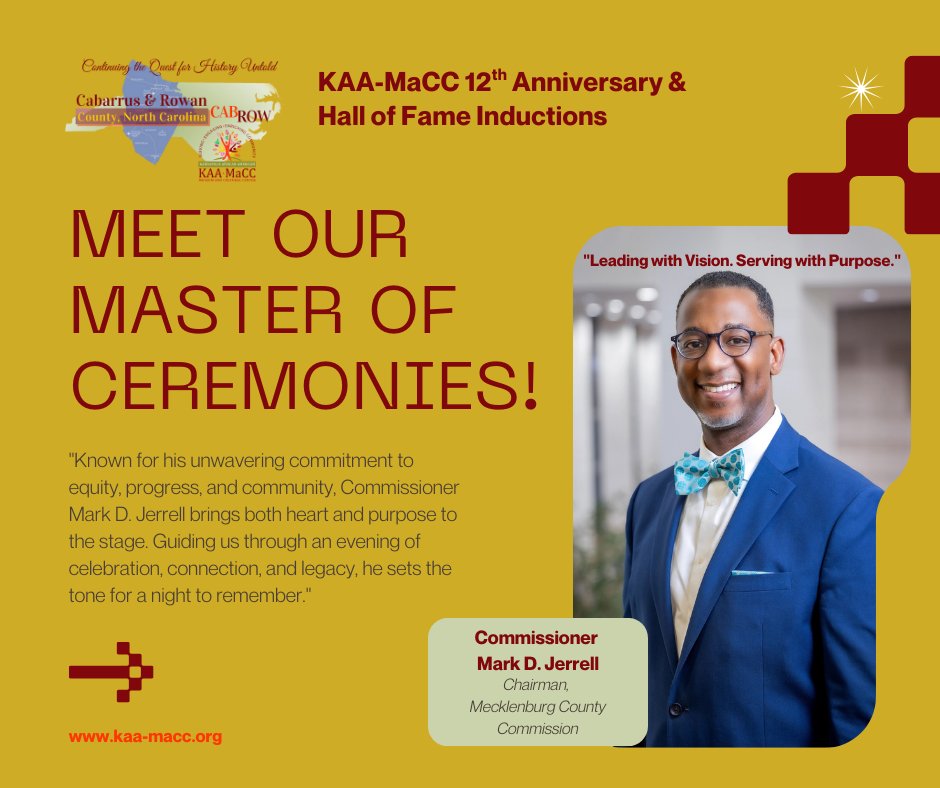 kaamacc2016's tweet photo. Join us as we mark 12 years of preserving heritage, honoring excellence, and empowering our community at the KAA-MaCC 12th Anniversary &amp; Hall of Fame Inductions.

📷 Keynote: Dr. Anthony J. Davis – President, Livingstone College
📷 MC: Commissioner Mark D. Jerrell – Mecklenburg https://t.co/zIktsaku2O