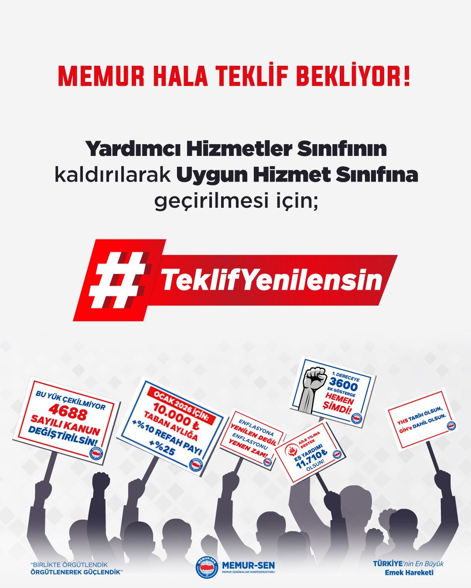 Yardımcı Hizmetler Sınıfının kaldırılıp,uygun hizmet sınıfına geçirilmesi için; #TeklifYenilensin