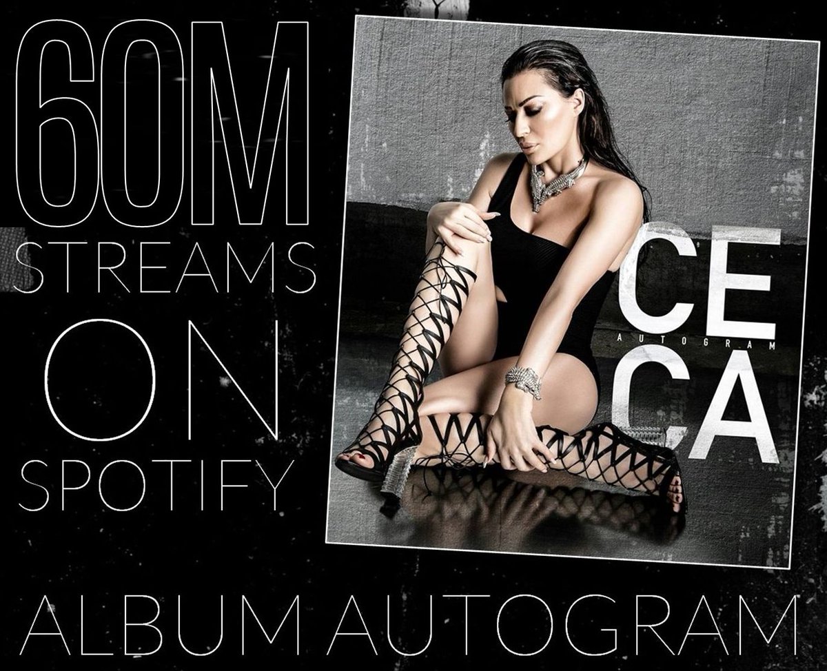 PressCeca's tweet photo. 💿 "Autogram" je stigao do 60 miliona strimova na Spotifaju, što ga čini najuspešnijim domaćim folk albumom!
#Ceca #Autogram #Spotify #60M https://t.co/giSwQv4mUK