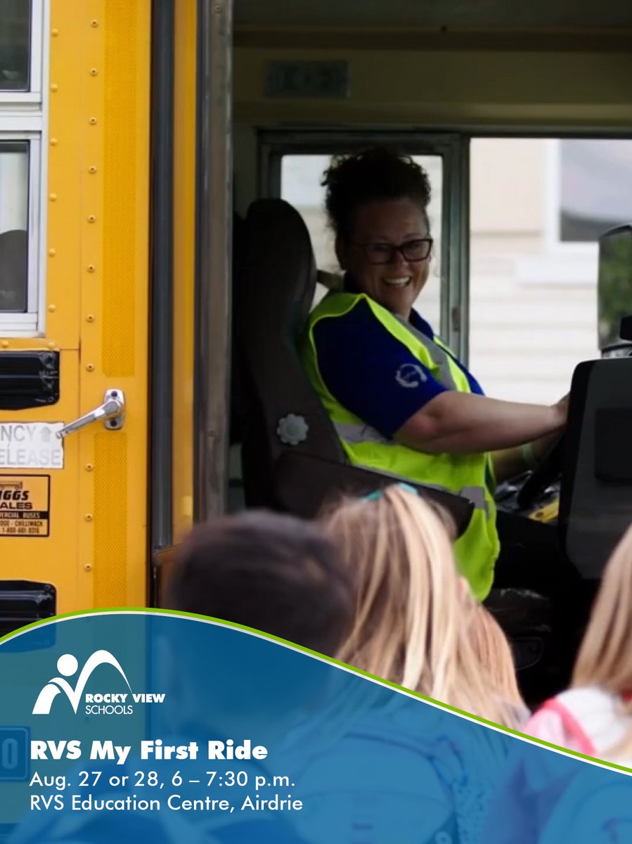 Is your child riding the bus for the first time this school year? Join us Aug. 27 or 28 starting at 6 p.m. at the RVS Ed Centre for My First Ride! This free program will introduce you and your child to riding the bus with RVS. More info: rockyview.ab.ca/news/post/new-… #rvsed