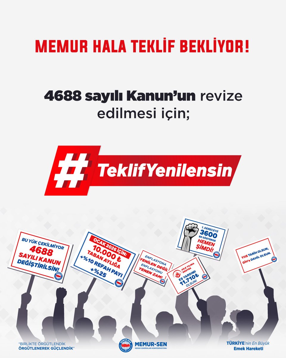 4688 sayılı Kanun’unun  sendikal yapılanmayı güçlendirmesi  ve revize edilmesi için; #TeklifYenilensin