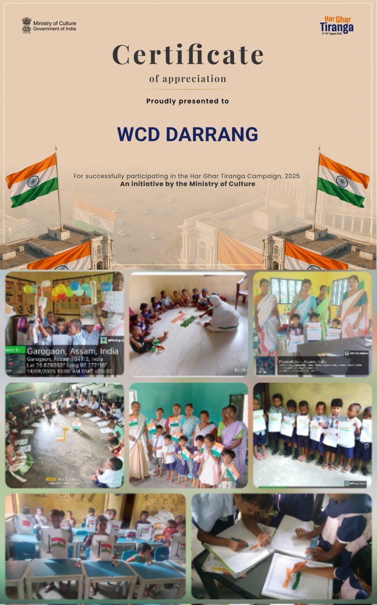 parvezmahedi49's tweet photo. On 14th August 2025, a Drawing Competition was organized among pre-school children across more than 1600 Anganwadi Centres (AWCs) under Darrang district.
The theme of the competition was “National Flag 🇮🇳”.
@MinistryWCD 
@MinOfCultureGoI 
@narendramodi 
@PMOIndia 
@himantabiswa https://t.co/VLW0weErP1