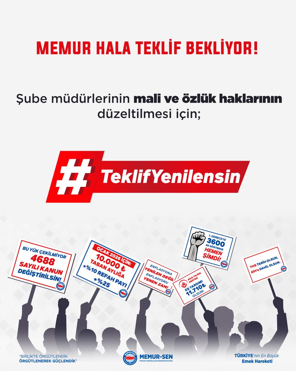 Şube müdürlerinin mağduriyetlerinin giderilmesi,mali ve özlük haklarının düzeltilmesi için; #TeklifYenilensin