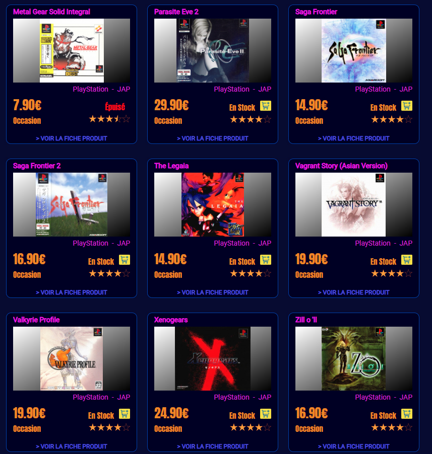 🚨On vous a préparé une belle sélection de RPG 
pour votre PlayStation 🇯🇵
▶️Final Fantasy IV/VII/VII Inter/VIII/IX, Vagrant Story, 
Xenogears, Valkyrie Profile, Saga Frontier 1&amp;2, 
Parasite Eve 2, Alundra 2, Chrono Cross, Zill o 'll. 
DISPO⤵️
gameswave.com/list.php?cat=r…

#Retrogaming
