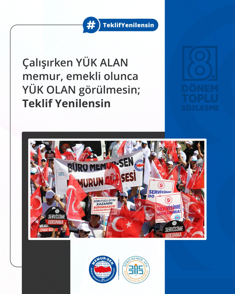 Çalışırken YÜK ALAN memur, emekli olunca YÜK OLAN görülmesin;
#TeklifYenilensin