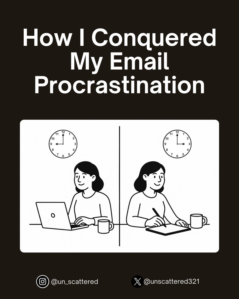 I said goodbye to my inner procrastinator - and you can too! Now I set an “email hour” and a “creative hour”. Themed blocks cue my brain: “Now I do X.”
unscattereddigital.com

#timeblocking #adhdhacks #productivityhacks #getitdone #unscattered #procrastination
