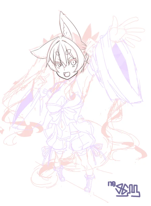 以前描いてたツインテ椛ちゃん描き直し中 近いうちに清書終わらせたいまん