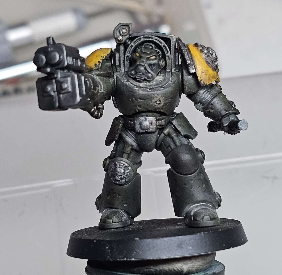 WIP. Still need to get the weapons done, but so far I think Im gonna like this style for the Gamma Hounds.