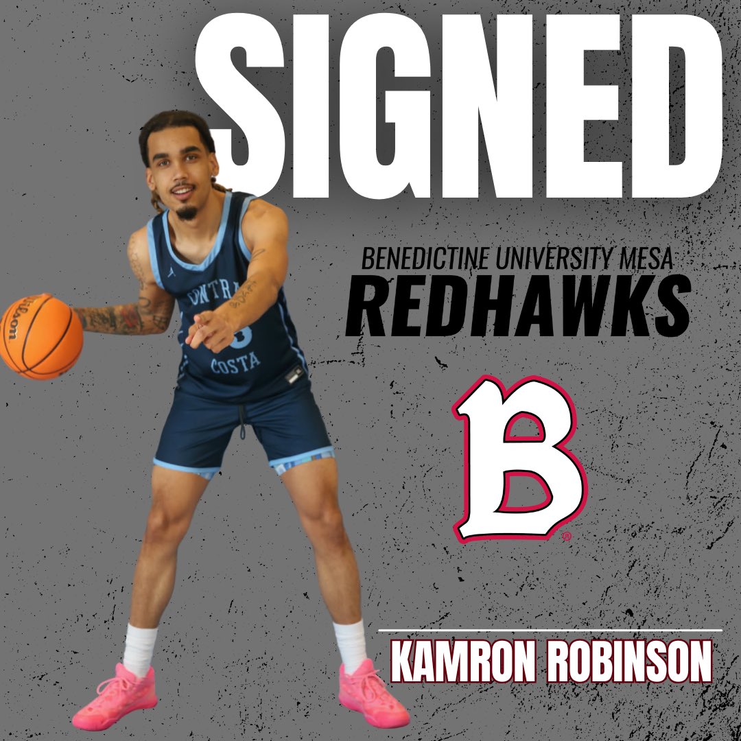 SIGNED‼️🅱️🏀

Welcome Kamron Robinson to the Redhawk family! 

Robinson is a 6’9 forward from Contra Costa CC. As a sophomore he averaged 18 points &amp; 8.7 rebounds per game on 60% FG shooting. 

Robinson was a 1st Team Bay Valley Conference selection during his time at CCCC.