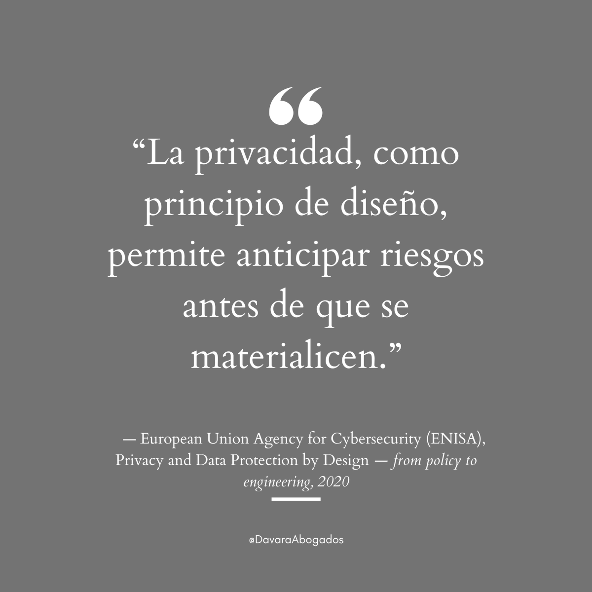 DavaraAbogados's tweet image. “La privacidad, como principio de diseño, permite anticipar riesgos antes de que se materialicen.”
— ENISA, 2020
Incorporar la privacidad desde el inicio es prevenir, no reaccionar.
Es proteger datos, confianza y reputación.
#DavaraQuote #Privacidad #PrivacyByDesign