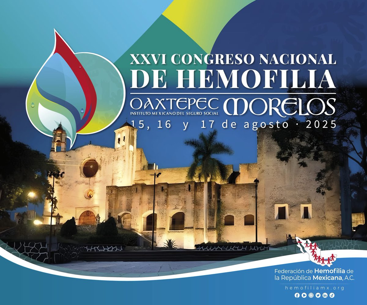 !Casi es hora! ⏳

Solo faltan 2 días para el XXVI Congreso Nacional de Hemofilia 2025. Prepárense para un fin de semana inolvidable lleno de conocimiento, avances y experiencias que transformarán nuestra comunidad.

🔗 detalles y regístrate aquí:
👉 hemofiliamx.org/congresohemofi…